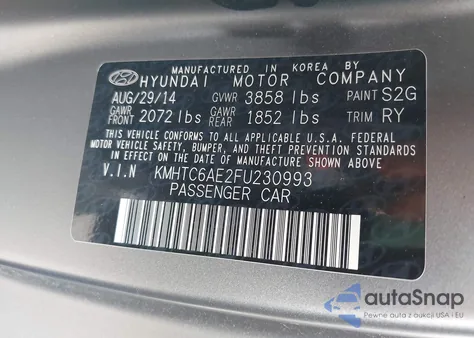 2015 Hyundai Veloster Turbo из США, поврежденный, VIN KMHTC6AE2FU230993